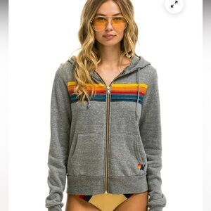 5 STRIPE HOODIE - HEATHER GREY